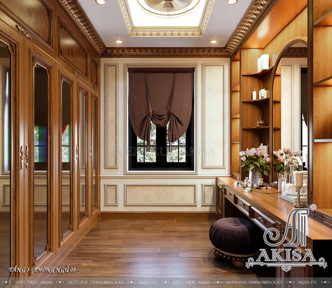 Mẫu nội thất tân cổ điển gỗ gõ tự nhiên đẳng cấp