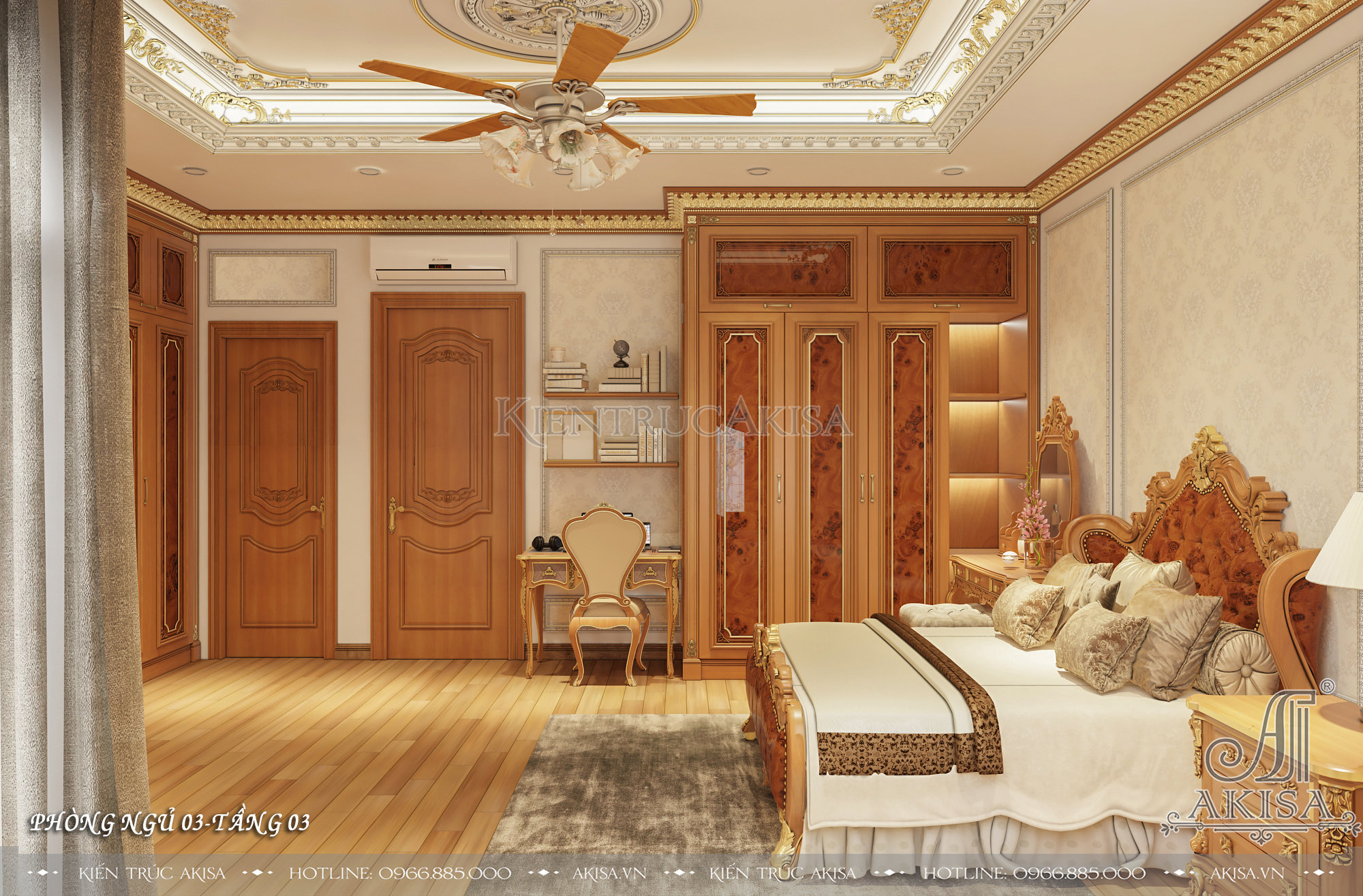 Mẫu nội thất gỗ tự nhiên phong cách tân cổ điển