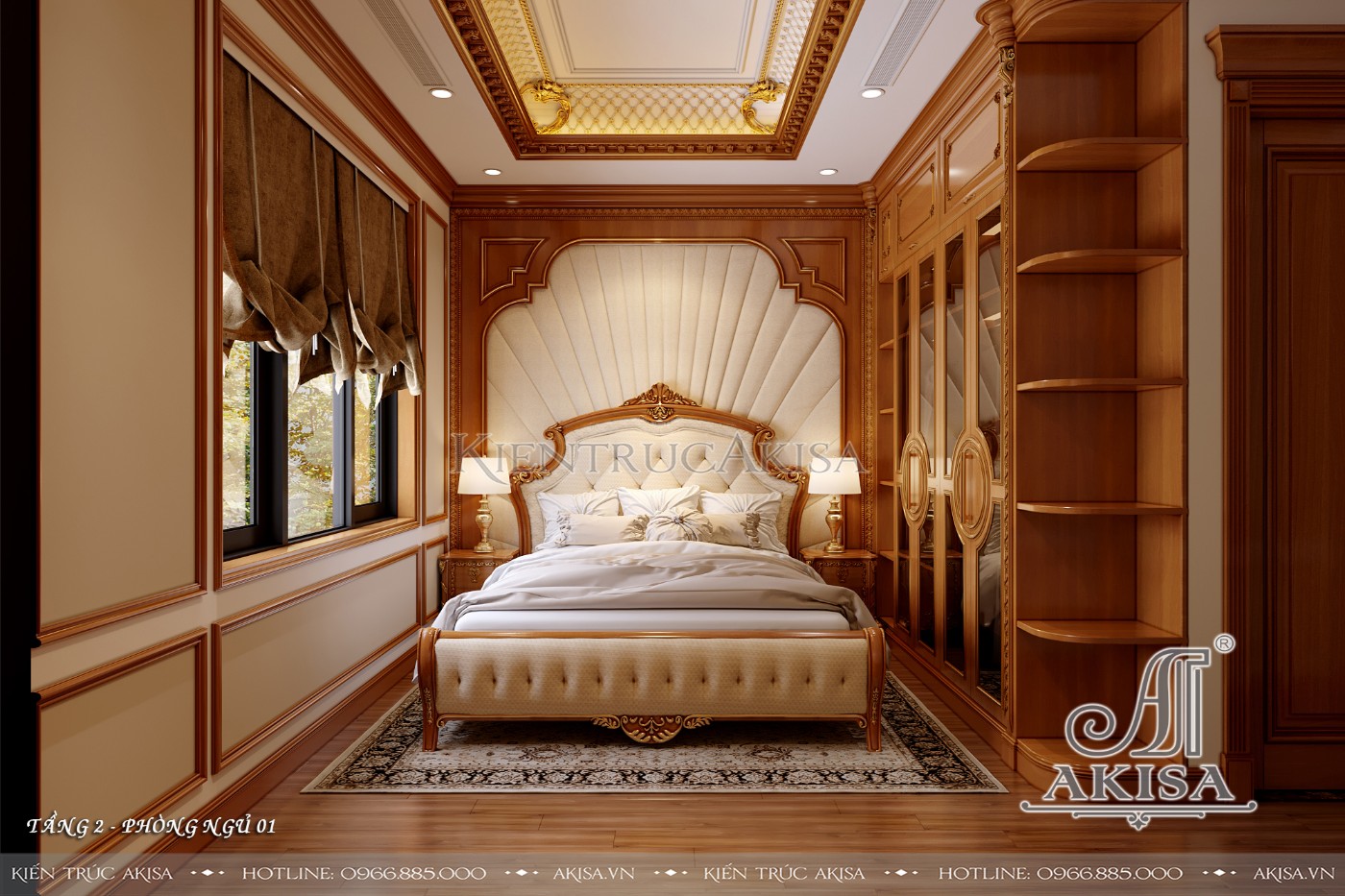 Thiết kế nội thất biệt thự tân cổ điển 3 tầng tại Hà Nội - Phòng ngủ 