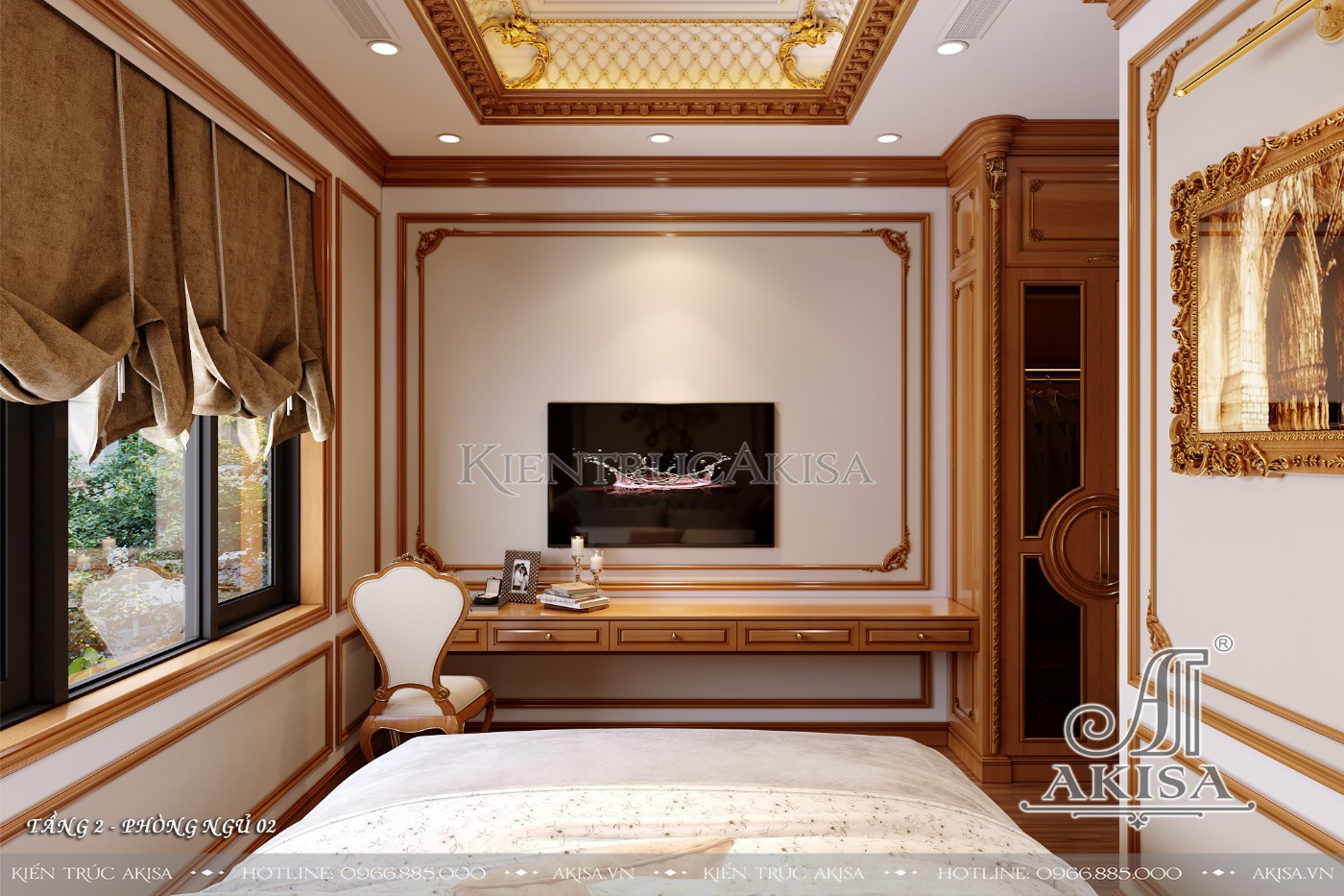 Thiết kế nội thất biệt thự tân cổ điển 3 tầng tại Hà Nội - Phòng ngủ 