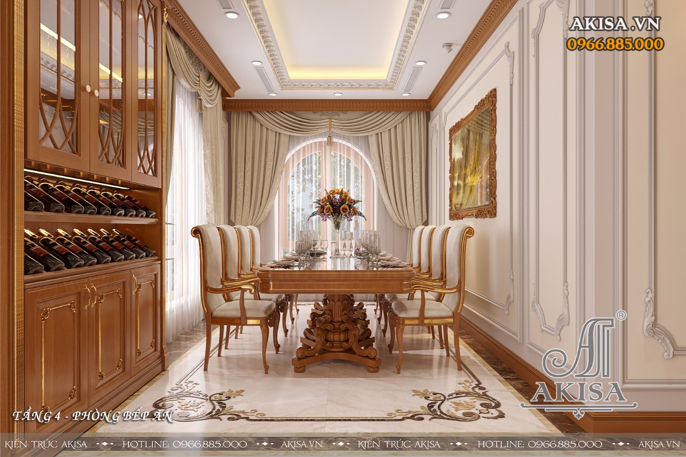 Nội thất biệt thự tân cổ điển - phòng bếp ăn