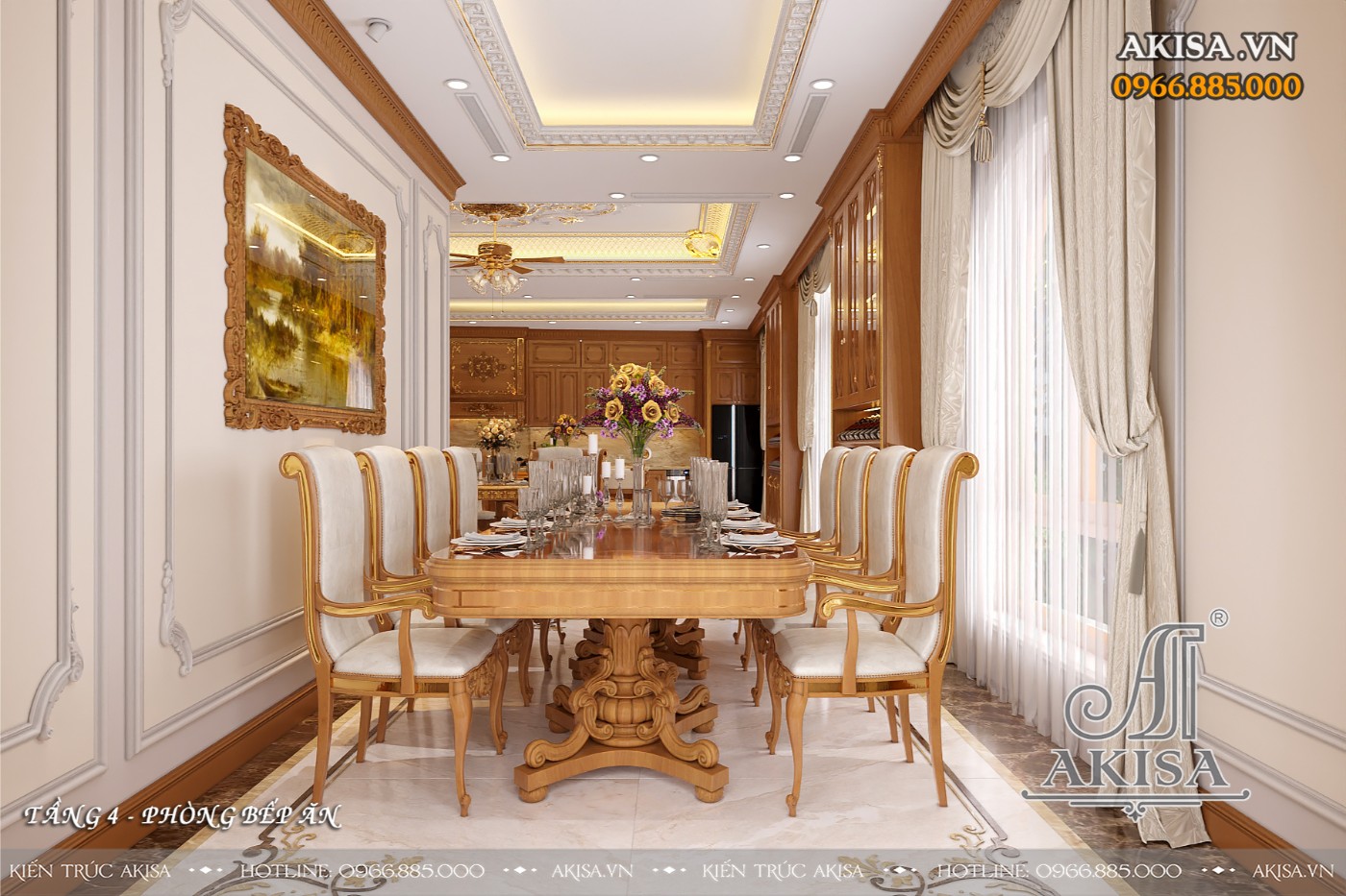 Nội thất biệt thự tân cổ điển - phòng bếp ăn