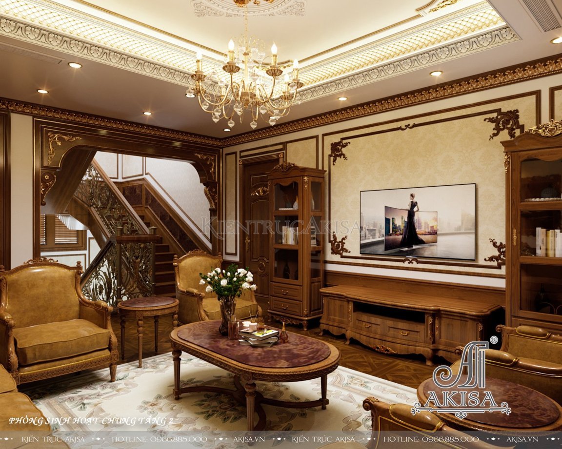 Thiết kế nội thất gỗ gõ đỏ phong cách cổ điển
