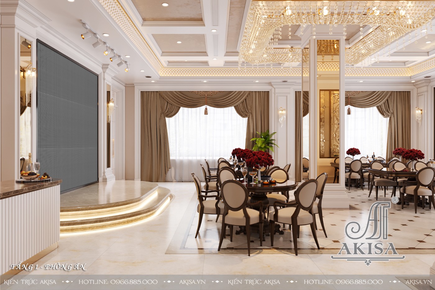 Mẫu nội thất tân cổ điển gỗ tự nhiên đẳng cấp - phòng ăn