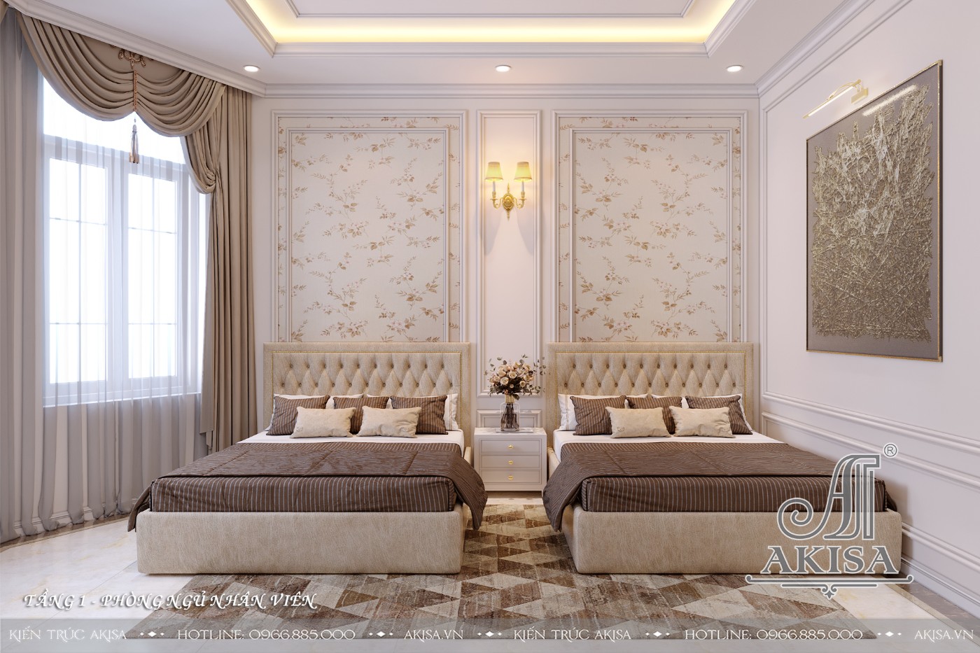 Mẫu nội thất tân cổ điển gỗ tự nhiên đẳng cấp - Phòng ngủ 