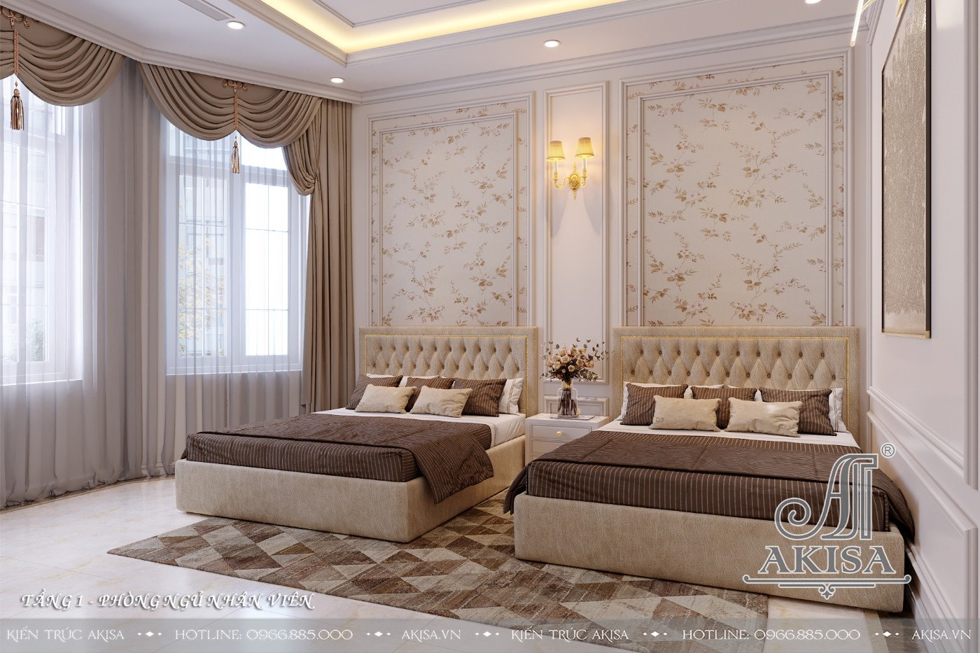 Mẫu nội thất tân cổ điển gỗ tự nhiên đẳng cấp - Phòng ngủ 