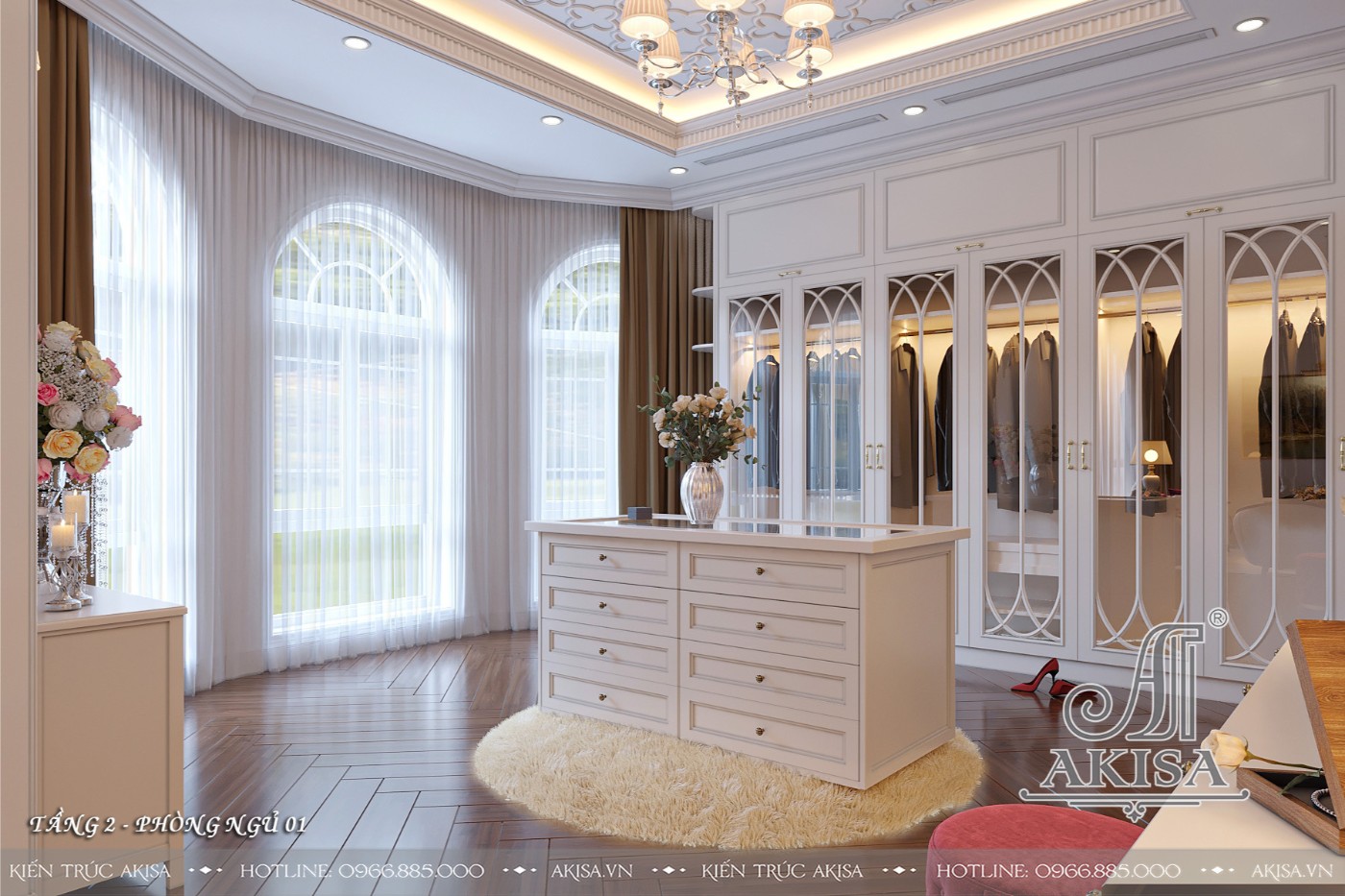 Mẫu nội thất tân cổ điển gỗ tự nhiên đẳng cấp - Phòng ngủ 