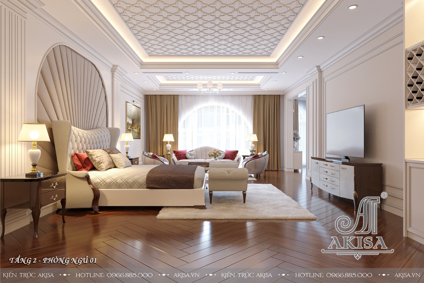 Mẫu nội thất tân cổ điển gỗ tự nhiên đẳng cấp - Phòng ngủ 