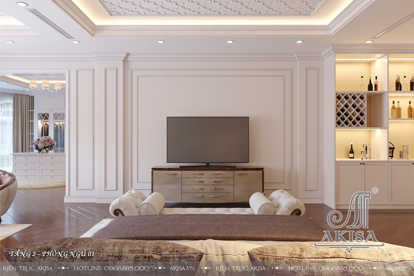 Mẫu nội thất tân cổ điển gỗ tự nhiên đẳng cấp - Phòng ngủ 