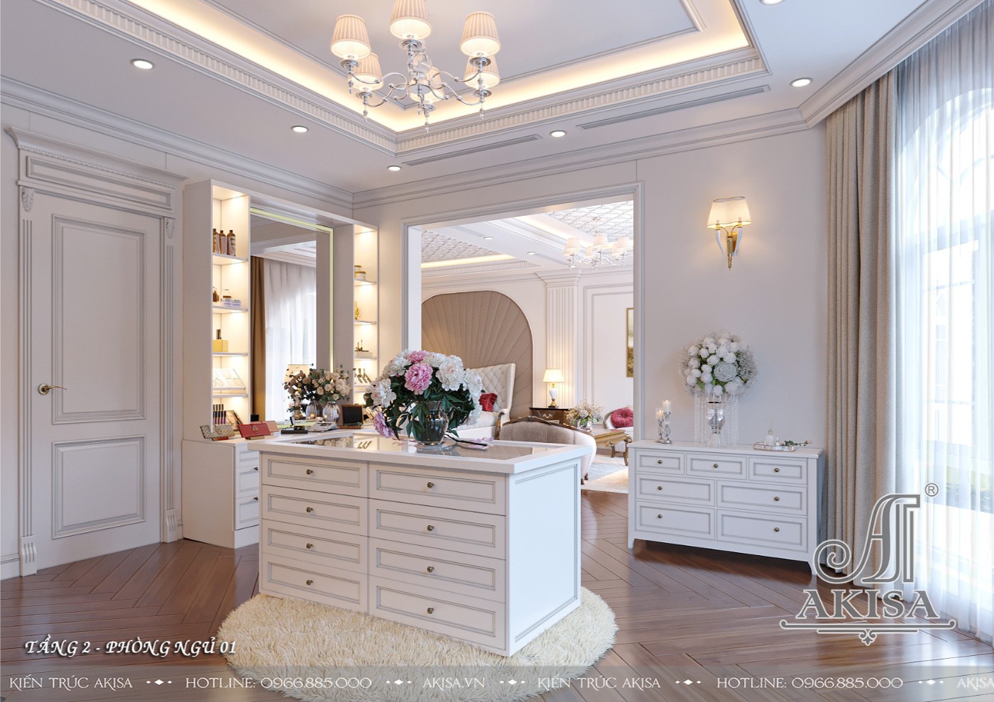 Mẫu nội thất tân cổ điển gỗ tự nhiên đẳng cấp - Phòng ngủ 