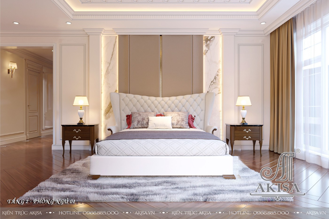 Mẫu nội thất tân cổ điển gỗ tự nhiên đẳng cấp - Phòng ngủ 