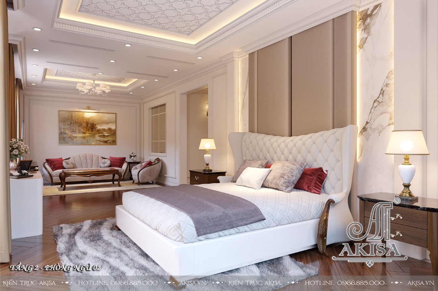Mẫu nội thất tân cổ điển gỗ tự nhiên đẳng cấp - Phòng ngủ 