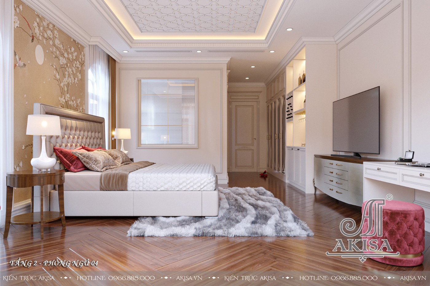 Mẫu nội thất tân cổ điển gỗ tự nhiên đẳng cấp - Phòng ngủ 
