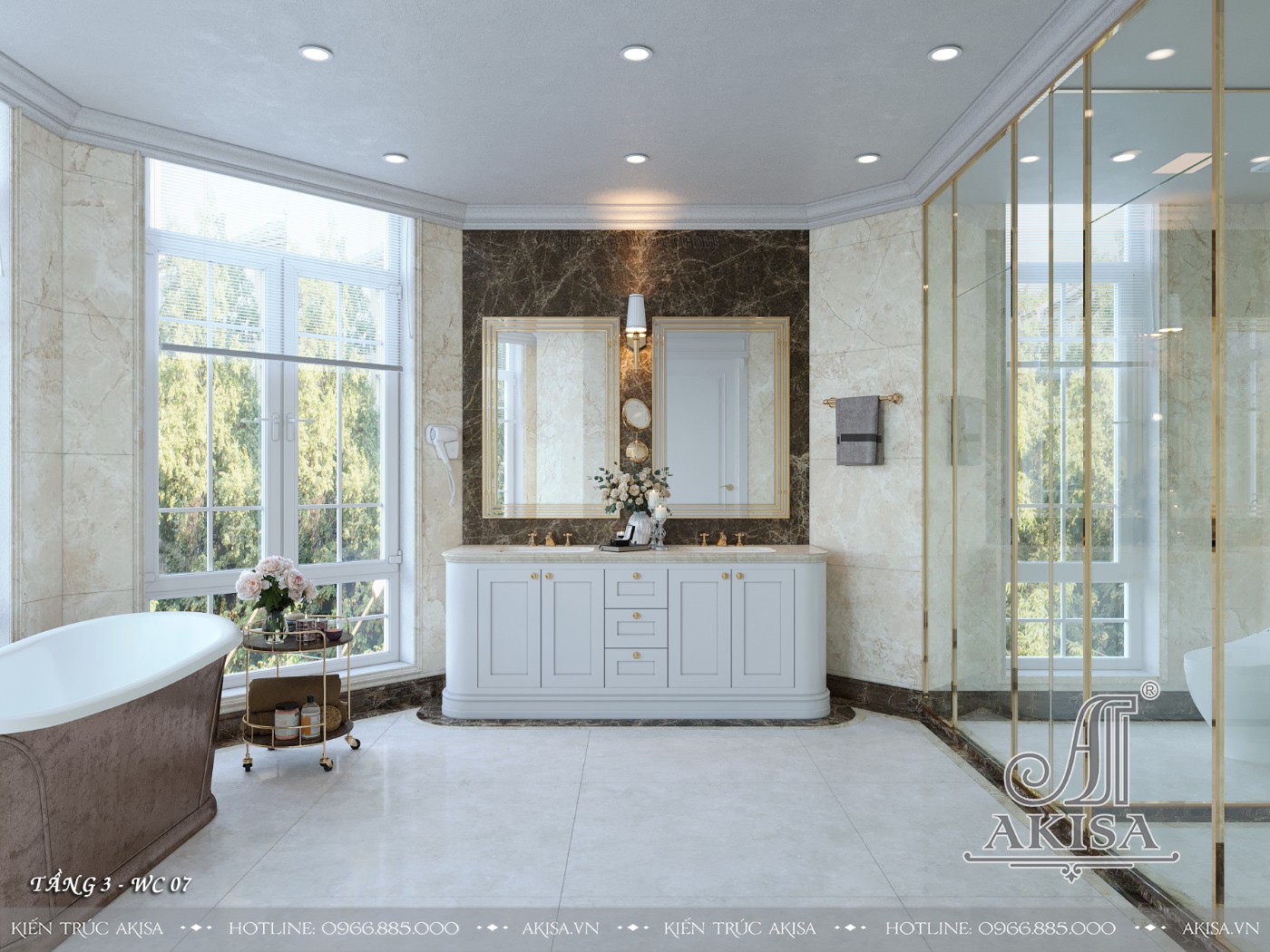 Mẫu nội thất tân cổ điển gỗ tự nhiên đẳng cấp - Phòng WC
