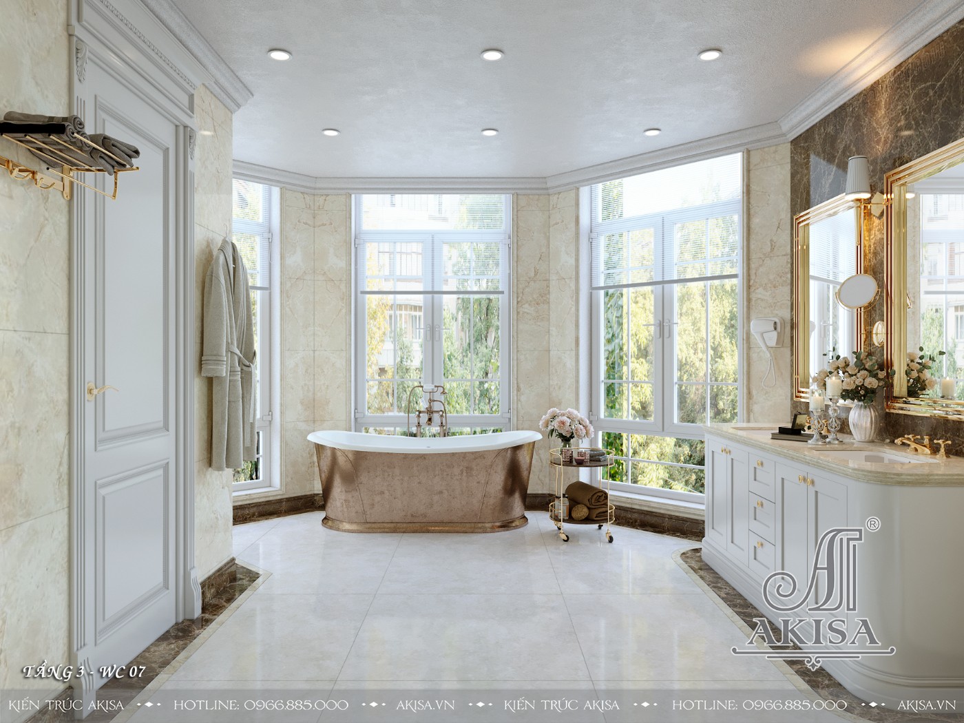 Mẫu nội thất tân cổ điển gỗ tự nhiên đẳng cấp - Phòng WC