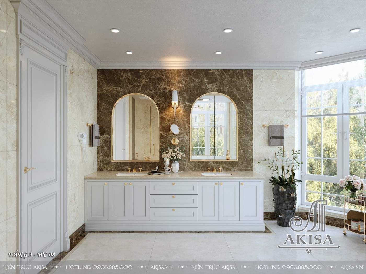 Mẫu nội thất tân cổ điển gỗ tự nhiên đẳng cấp - Phòng WC