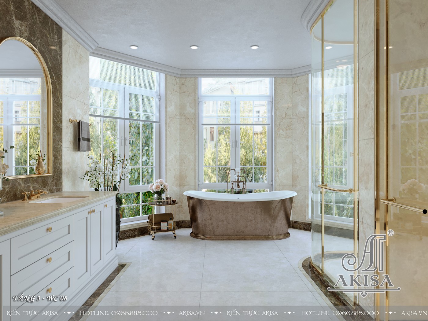 Mẫu nội thất tân cổ điển gỗ tự nhiên đẳng cấp - Phòng WC