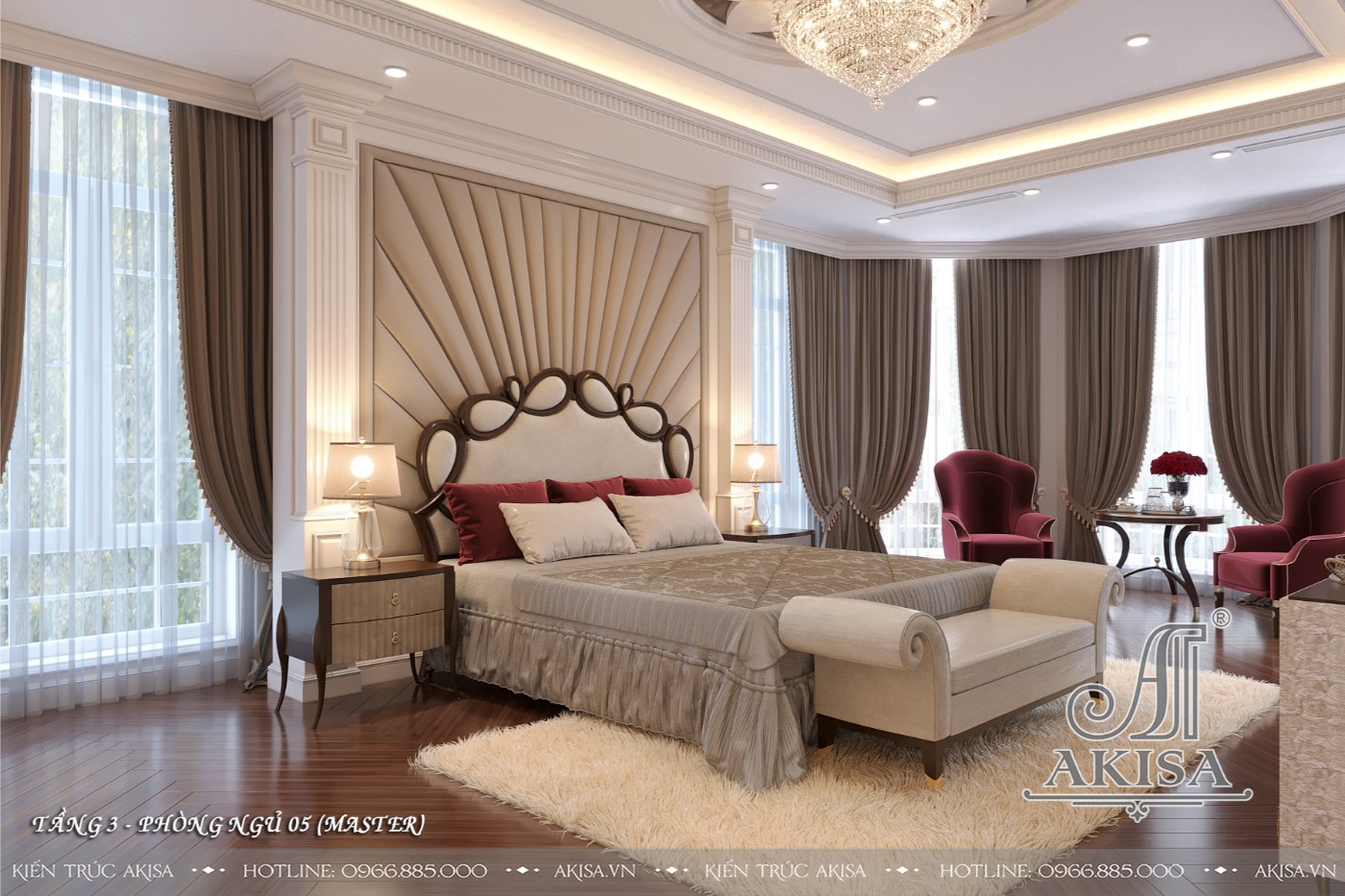 Mẫu nội thất tân cổ điển gỗ tự nhiên đẳng cấp - Phòng ngủ 