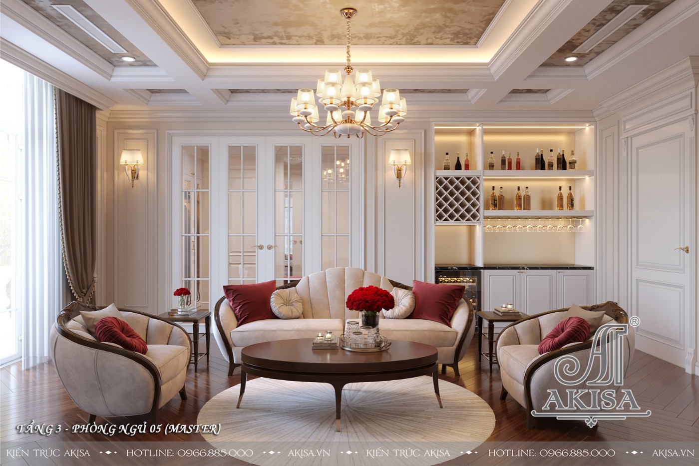 Mẫu nội thất tân cổ điển gỗ tự nhiên đẳng cấp - Phòng ngủ 