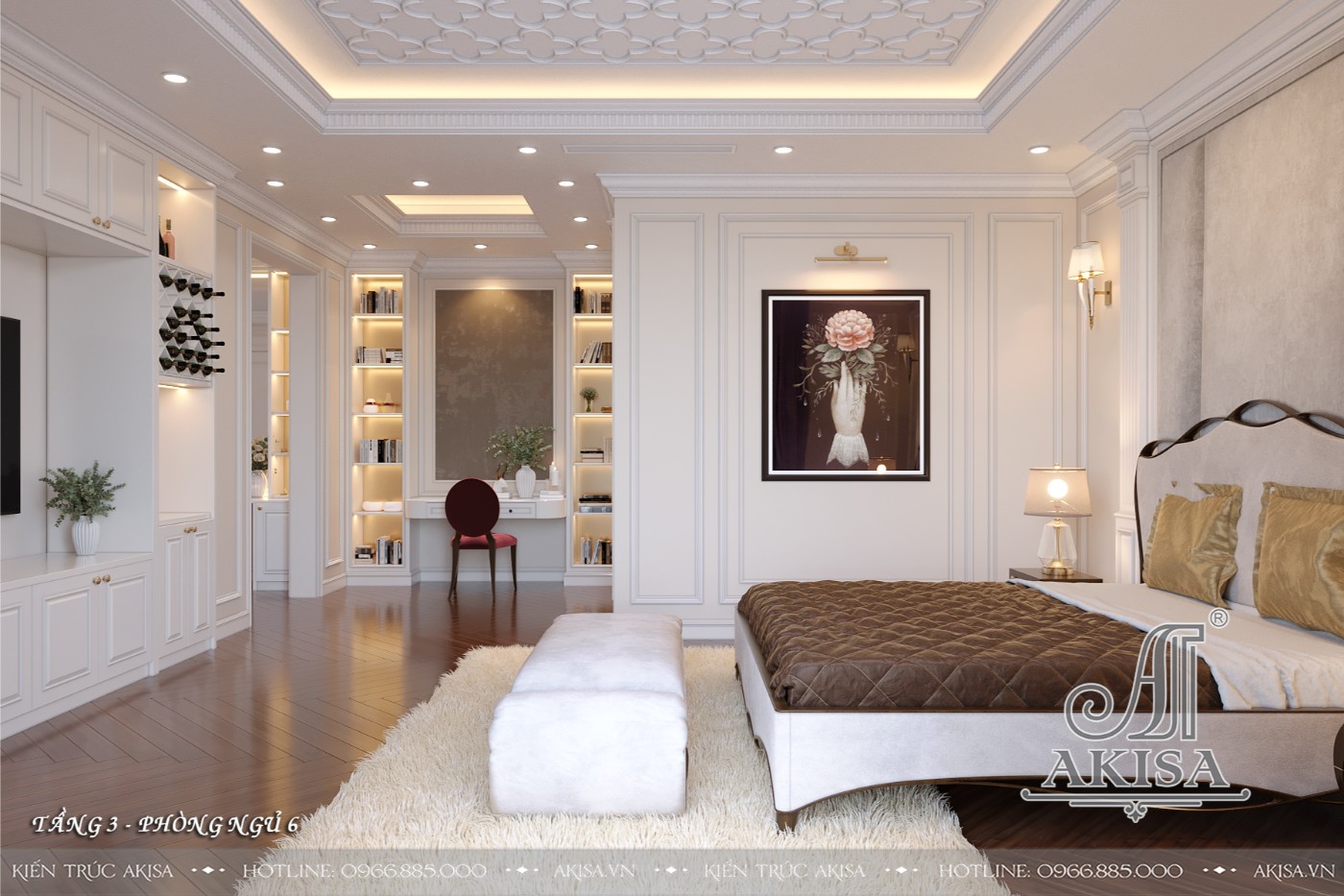 Mẫu nội thất tân cổ điển gỗ tự nhiên đẳng cấp - Phòng ngủ 