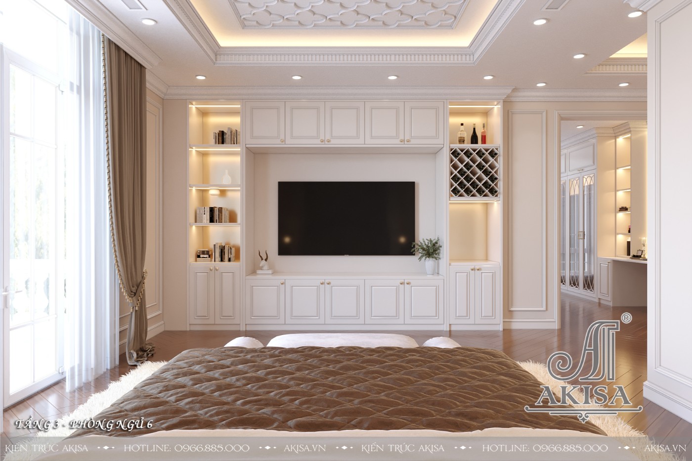 Mẫu nội thất tân cổ điển gỗ tự nhiên đẳng cấp - Phòng ngủ 