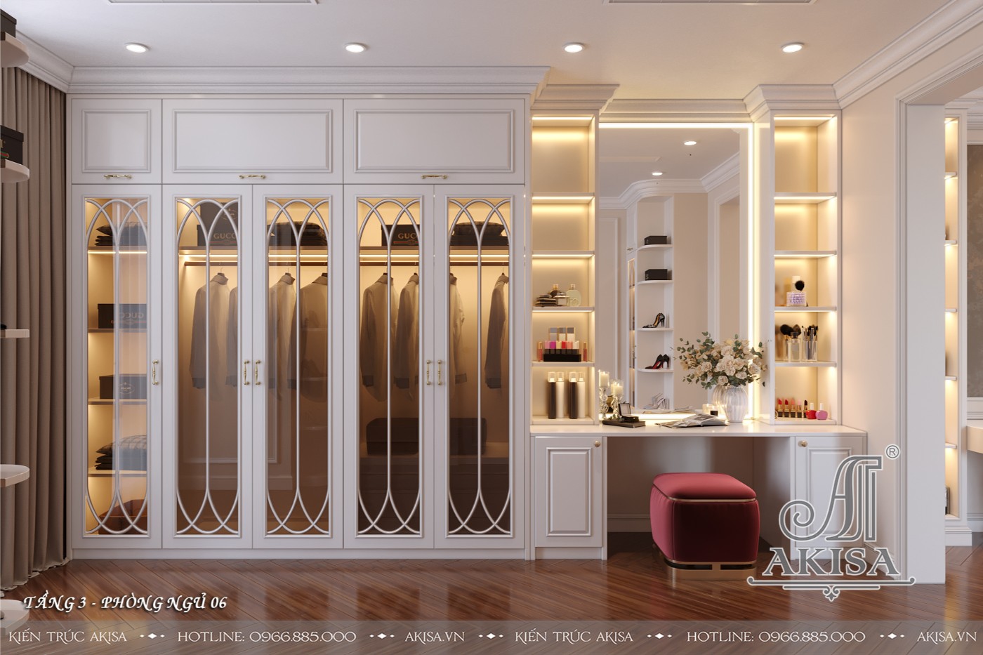 Mẫu nội thất tân cổ điển gỗ tự nhiên đẳng cấp - Phòng ngủ 