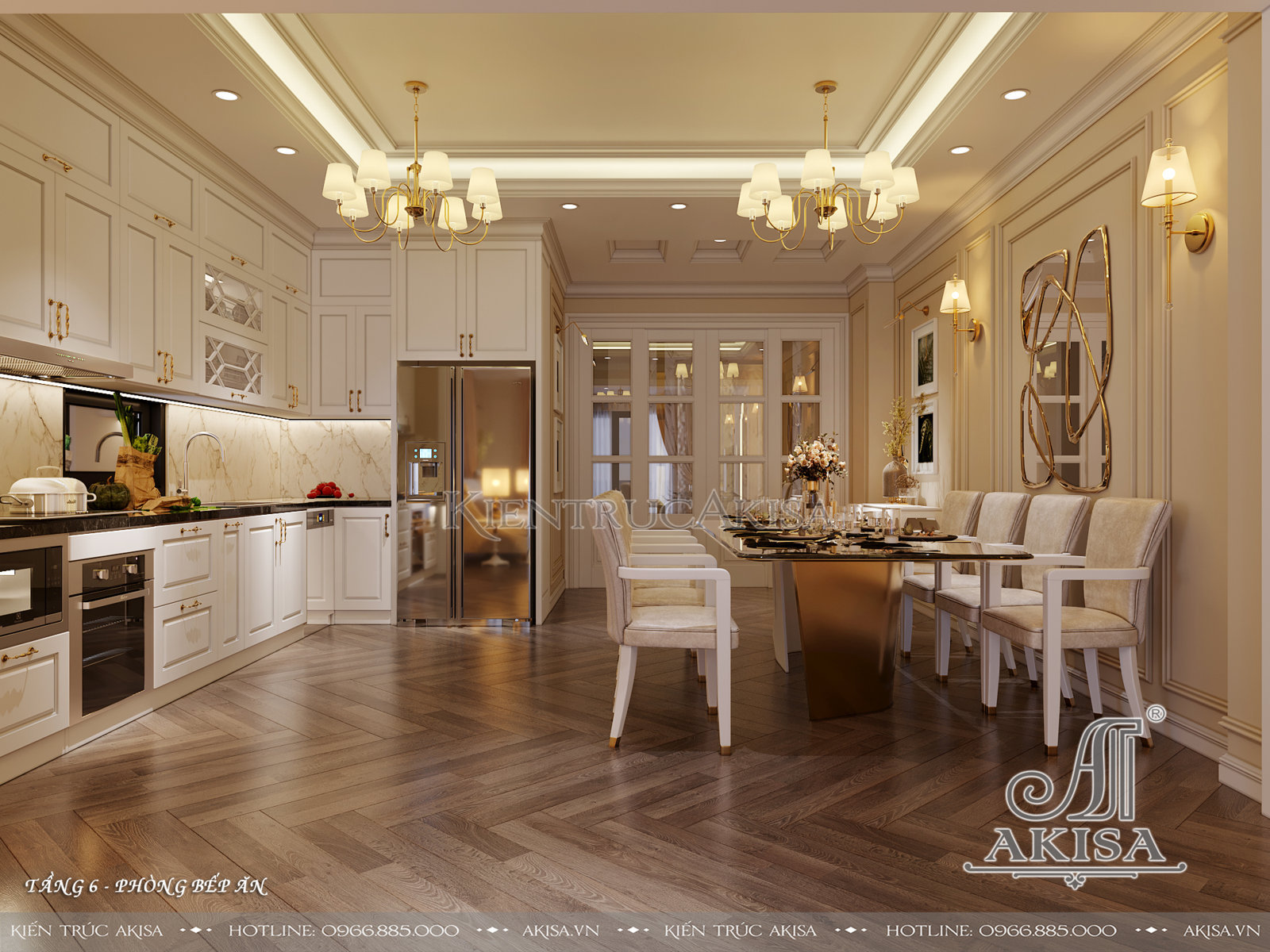Thiết kế nội thất nhà phố phong cách Luxury - Phòng bếp ăn