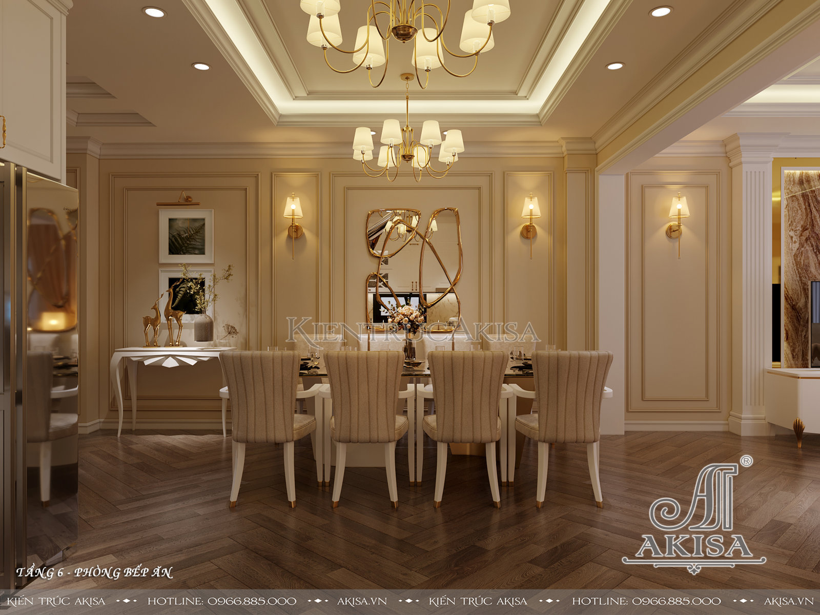 Thiết kế nội thất nhà phố phong cách Luxury - Phòng bếp ăn