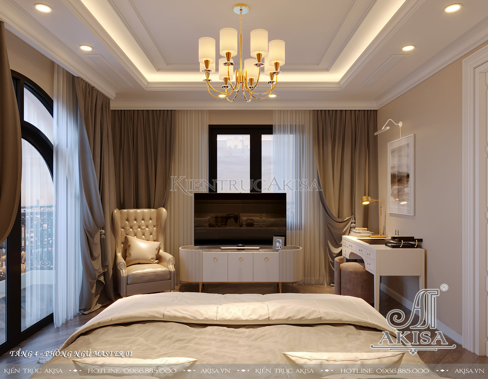 Thiết kế nội thất nhà phố phong cách Luxury - Phòng ngủ