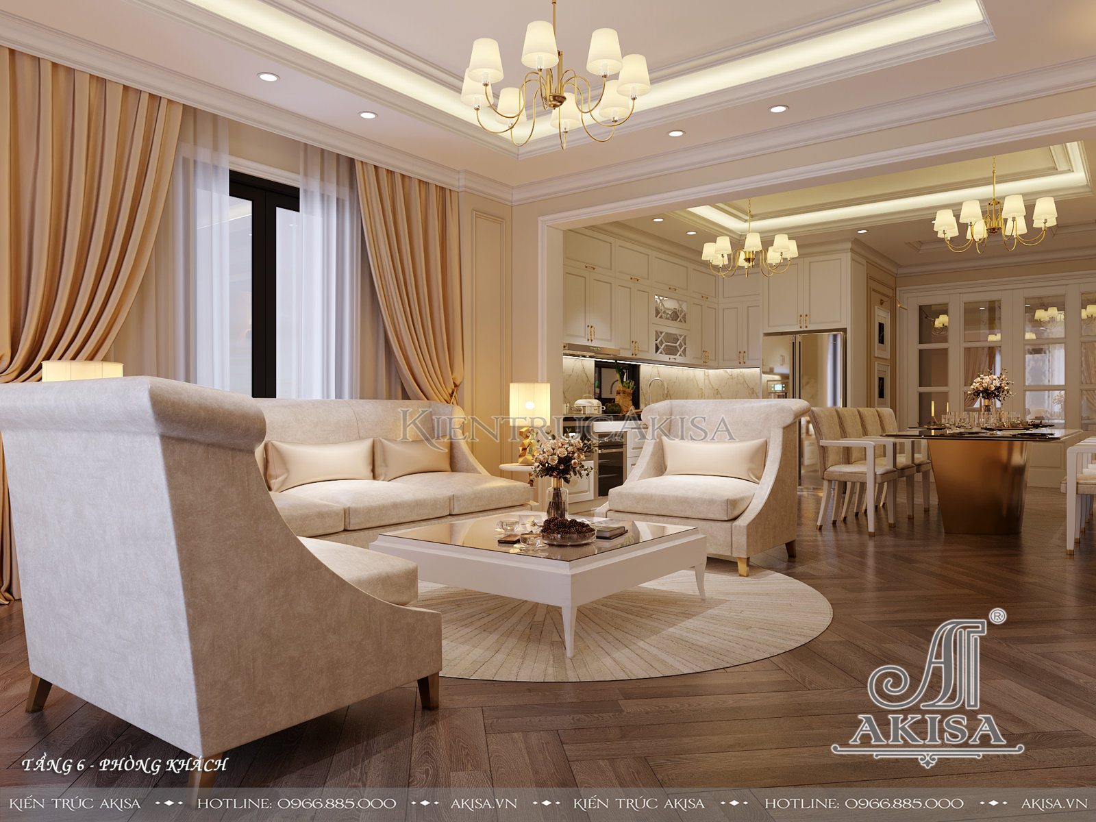 Thiết kế nội thất nhà phố phong cách Luxury - Phòng khách