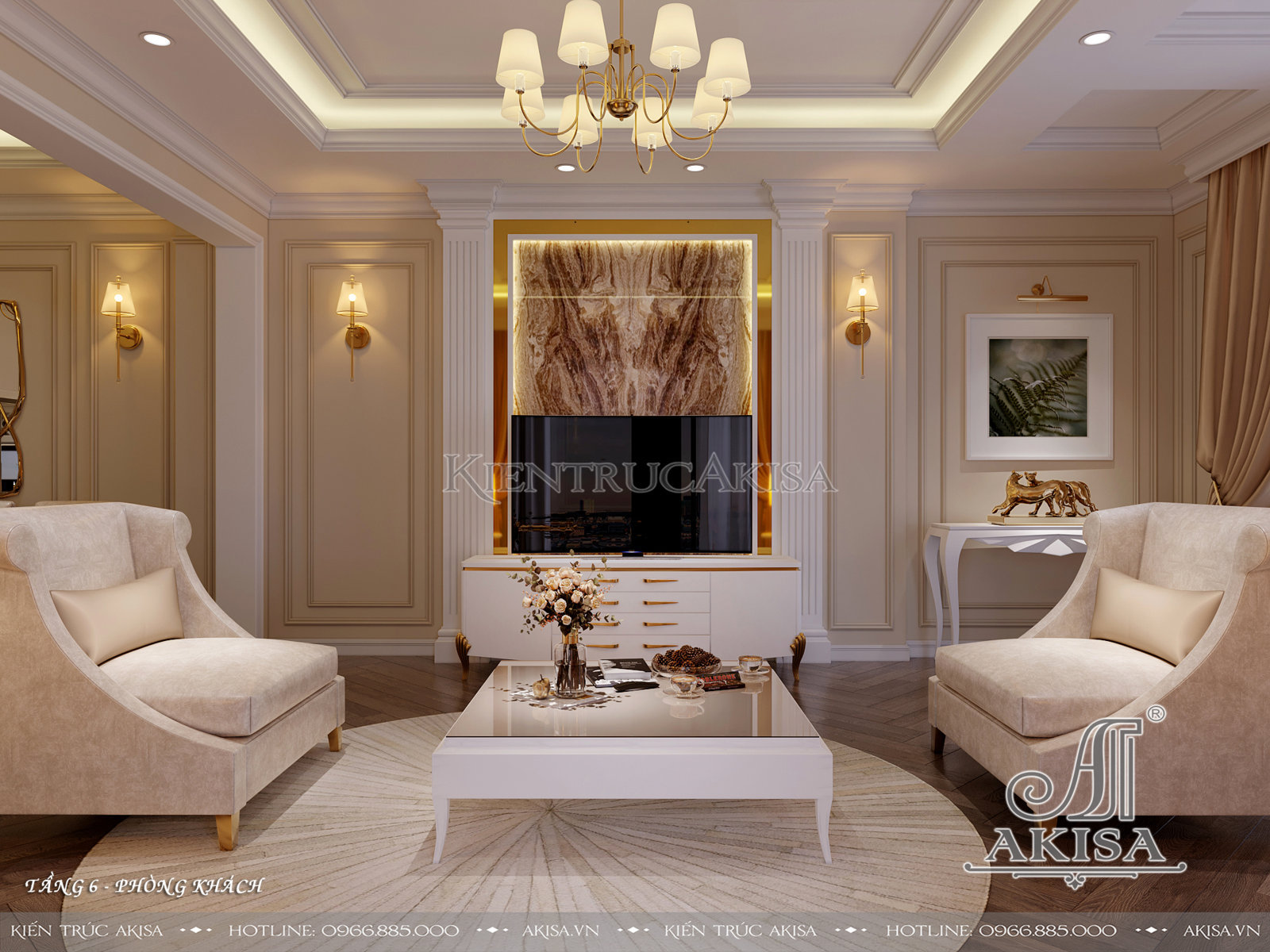 Thiết kế nội thất nhà phố phong cách Luxury - Phòng khách